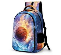 TPISLI Children's Backpack, Basketball Schoolbag Large Capacity Students Fire And Ice Basketball Bookbag Rucksack Knapsack for Boys Girls Teen