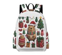 TPISLI Christmas Bookbag Students Year 4 Kawaii Capybara School Backpack Boys Year 7-9 Modern Durable 14 Inch Laptop Rucksack Secondary School Outdoor Travel Daily Carry