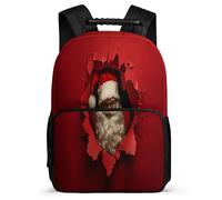 TPISLI Christmas Theme Backpack for Kids Age 5-10, Father Christmas School Bag for Students, Lightweight Rucksack, Side Pockets, Padded Back, Travel Daily Use