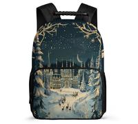 TPISLI Christmas Theme Backpack Primary Classes for Kids and Teens School Years 2-5 Snow Reindeer Rucksack Children, Durable Soft Felt Details Birthday Gift
