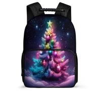 TPISLI Christmas Theme Bookbag for Students Primary Age 6-11 Christmas Trees Backpack for Kids School Years 1-4, Sturdy Handle Side Pockets Back to School Gift