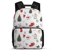TPISLI Christmas Theme Rucksack for Boys Girls 7-11 Year Olds Christmas Tree Motif Daypack for Boys Girls School Years 1-4, Adjustable Straps Padded Back Short Trips