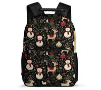 TPISLI Christmas Theme School Backpack for 5 to 10 Years for Girls, Snowman Pattern Daypack Students, Lightweight Bag, Side Pockets, Padded Back, Travel Daily Use