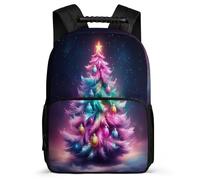 TPISLI Christmas Tree Motif Backpack for Boys Girls School Years 1-4 Christmas Theme Backpack Primary Age 6-11 Boys, Soft Felt Details 1680D Fabric Back to School Gift