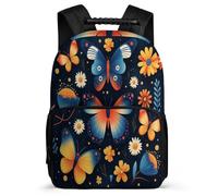 TPISLI Colorful Butterfly School Backpack for Kids and Teens Year 3-6 Butterflies Daypack for Kids and Teens Year 2-5, Soft Felt Details Lightweight Outdoor Day Trips