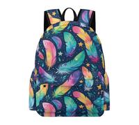 TPISLI Colorful Feather Backpack Boys Girls Teens Age 10-15 School Bag Colorful Rucksack for Secondary Students, Cool 14 Inch Laptop Bag for Spring Outing and Daily Classes