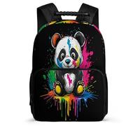 TPISLI Colorful Panda Print School Bag Primary Classes for Children School Years 2-5 Animal Motif Rucksack Girls Boys, Sturdy Handle Lightweight Daily Essentials