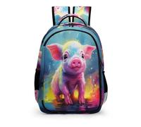 TPISLI Colorful Pig Print Backpack Popular Bookbag School Animal Pig Rucksack for Elementary Or Middle School Boys And Girls