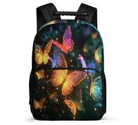 TPISLI Colourful Butterflies School Backpack for Boys Girls 7-11 Year Olds Butterfly Backpack for Girls Boys Year 3-6, Sturdy Handle Soft Felt Details Travel Daily Use