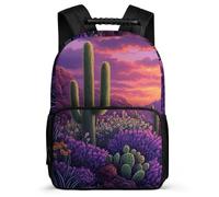 TPISLI Colourful Cactus School Backpack 7-11 Year Olds for Boys, Plants Cacti Motif Daypack for Boys Girls, Lightweight Bag, 1680D Fabric, Primary Classes, Daily Essentials