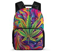 TPISLI Colourful Cannabis Leaves Bookbag for Kids Primary Age 6-11 Plant Print Rucksack for Kids and Teens School Years 1-4, Adjustable Straps Padded Back Birthday Gift