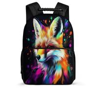TPISLI Colourful Fox Backpack for Boys Girls School Years 2-5 Animal Fox Rucksack for Students Year 2-5, Soft Felt Details Adjustable Straps Travel Daily Use