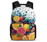 TPISLI Colourful Fruits Backpack for Kids and Teens 6-11 Years Fruit Theme Backpack for Boys School Years 1-4, Soft Felt Details 1680D Fabric Outdoor Day Trips