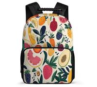 TPISLI Colourful Fruits Motif Bookbag for Children School Years 2-5 Fruit Design Backpack for Kids and Teens Year 2-5, Adjustable Straps Soft Felt Details Outdoor Day Trips