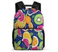 TPISLI Colourful Fruits Motif School Backpack Junior School for Students 7-11 Year Olds Fruit Pattern Bookbag Students, Soft Felt Details Lightweight Travel Daily Use