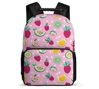 TPISLI Colourful Fruits Pattern School Backpack for Girls 6-11 Years Fruits Daypack for Kids and Teens School Years 1-4, Side Pockets Soft Felt Details Birthday Gift