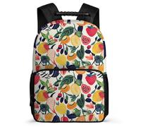 TPISLI Colourful Fruits Print Bookbag Primary School for Kids and Teens Age 7-12 Fruit Pattern Rucksack Kids and Teens, Side Pockets Soft Felt Details Back to School Gift
