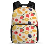 TPISLI Colourful Fruits School Backpack for Boys Primary Classes Fruit Pattern Bookbag Year 3-6 Children, Soft Felt Details Adjustable Straps Daily Essentials