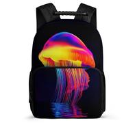 TPISLI Colourful Jellyfish Backpack for Girls Boys School Years 1-4 Marine Life Motif Backpack Ages 6-10 Girls Boys, 1680D Fabric Adjustable Straps Outdoor Day Trips