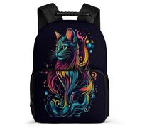 TPISLI Colourful Kitten School Backpack Primary School for Girls Boys Year 3-6 Animal Cat Design Bookbag Boys, Adjustable Straps Soft Felt Details Outdoor Day Trips