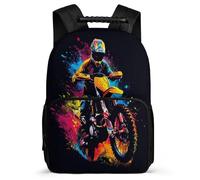 TPISLI Colourful Motorbike School Backpack for Kids and Teens Primary Classes Mountain Bike Bookbag 6-11 Years Children, Padded Back Side Pockets Outdoor Day Trips