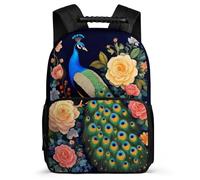 TPISLI Colourful Peacock School Backpack for Girls Boys Primary Classes Animal Bookbag Age 5-10 Boys Girls, Side Pockets Adjustable Straps Travel Daily Use