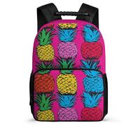 TPISLI Colourful Pineapple Bookbag for Girls Boys 7-11 Year Olds Fruit Motif Daypack for Children Primary School, Padded Back Soft Felt Details Daily Essentials