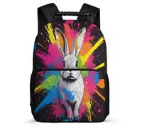 TPISLI Colourful Rabbit School Backpack for Kids and Teens Age 5-10 Animal Bunny Backpack for Kids and Teens School Years 1-4, Durable Side Pockets Short Trips