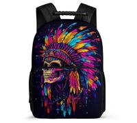 TPISLI Colourful Skeleton Bookbag Year 2-5 for Kids and Teens School Years 2-5 Skull Print School Bag Boys Girls, Sturdy Handle 1680D Fabric Daily Essentials
