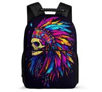 TPISLI Colourful Skeleton Daypack for Kids and Teens 7-11 Year Olds Skull Pattern Backpack for Boys Girls School Years 1-4, Adjustable Straps Padded Back Travel Daily Use