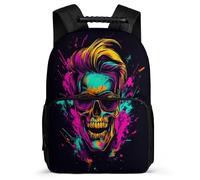 TPISLI Colourful Skull Daypack for Girls Primary School, Skeleton Design Backpack Age 5-10, Durable School Bag, Soft Felt Details, Short Trips, Everyday Use