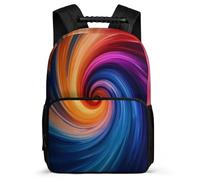 TPISLI Colourful Swirls School Backpack for Girls Primary Classes Visual Vertigo Rucksack Ages 6-10 Students, Soft Felt Details Side Pockets Outdoor Day Trips