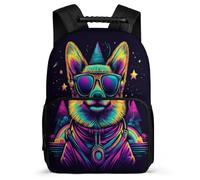 TPISLI Cool Corgi Dog Daypack for Students Primary School Funny Puppy Backpack 7-11 Year Olds Kids and Teens, Padded Back Soft Felt Details Daily Essentials