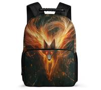 TPISLI Cool Fox Motif School Backpack for Boys Year 3-6 Animal Design Bookbag for Kids and Teens Primary School, Soft Felt Details Adjustable Straps Short Trips
