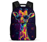 TPISLI Cool Giraffe Design Backpack Year 2-5 for Boys Girls Primary Age 6-11 Animal Pattern Backpack Girls Boys, Lightweight Soft Felt Details Back to School Gift