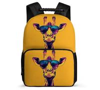 TPISLI Cool Giraffe Print Bookbag for Children School Years 2-5 Animal Design Backpack for Kids and Teens Year 2-5, Adjustable Straps Soft Felt Details Outdoor Day Trips