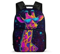 TPISLI Cool Giraffe School Backpack Primary Age 6-11 for Boys Girls, Animal Daypack for Students, Lightweight Bag, 1680D Fabric, Primary Classes, Daily Essentials