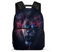 TPISLI Cool Lion Rucksack Junior School for Children Year 3-6 Animal Theme Bookbag Kids and Teens, Side Pockets Soft Felt Details Back to School Gift