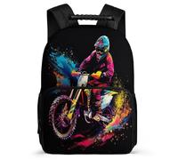 TPISLI Cool Motocross School Backpack for Students Age 5-10 Moto Bookbag for Boys Girls Primary School, 1680D Fabric Soft Felt Details Daily Essentials
