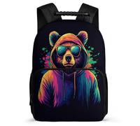 TPISLI Cool Panda Design Backpack for Kids and Teens Year 3-6 Animal Print School Bag for Girls Junior School, Side Pockets Soft Felt Details Outdoor Day Trips