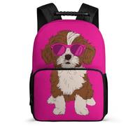 TPISLI Cool Shih Tzu Puppy School Backpack Primary Classes for Girls Age 7-12 Animal Dog Bookbag Kids and Teens, Side Pockets Adjustable Straps Travel Daily Use