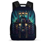 TPISLI Cool Tractor Backpack for Girls Boys School Years 1-4 Car Pattern Backpack Ages 6-10 Girls Boys, 1680D Fabric Adjustable Straps Outdoor Day Trips