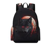 TPISLI Cool Wolf Moon School Backpack Students Ages 12-16 Animal Wolves Daypack Teens Year 9 Cool 13.3 Inch Laptop School Bag Primary to Secondary Travel Gift