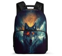 TPISLI Cool Wolf School Backpack Junior School for Students 7-11 Year Olds Animal Wolves Bookbag Students, Soft Felt Details Lightweight Travel Daily Use