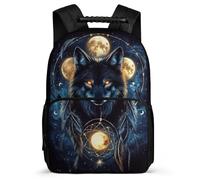 TPISLI Cool Wolves Bookbag Primary School for Kids and Teens Age 7-12 Animal Wolf Rucksack Kids and Teens, Side Pockets Soft Felt Details Back to School Gift