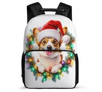 TPISLI Corgis Dog Daypack for Girls Boys School Years 1-4 Christmas Puppy Backpack School Years 2-5 Students, Soft Felt Details Sturdy Handle Daily Essentials