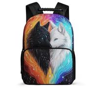 TPISLI Couples Wolf Pattern Rucksack for Boys School Years 1-4 Animal Wolve Backpack School Years 2-5 Boys Girls, Lightweight Adjustable Straps Travel Daily Use