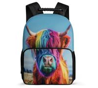 TPISLI Cow Animal Design School Backpack for Kids Year 3-6 Highland Cow Backpack School Years 2-5 Kids and Teens, Adjustable Straps Sturdy Handle Short Trips