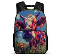 TPISLI Cow Design School Backpack for Kids Year 3-6 Cattle Backpack School Years 2-5 Kids and Teens, Adjustable Straps Sturdy Handle Short Trips