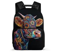 TPISLI Cow Design School Bag for Girls 8-12 Years Animal Bull Backpack for Kids and Teens Primary School, Soft Felt Details Durable Outdoor Day Trips